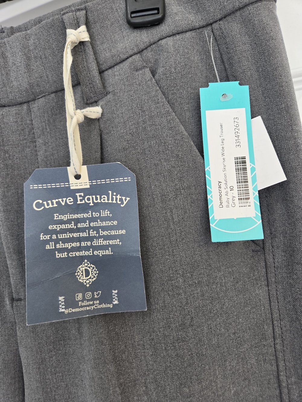 Democracy Gray Ab Solution Skyrise Wide-Leg Dress Pants 10 Mold & Hold Slimming - Picture 4 of 15
